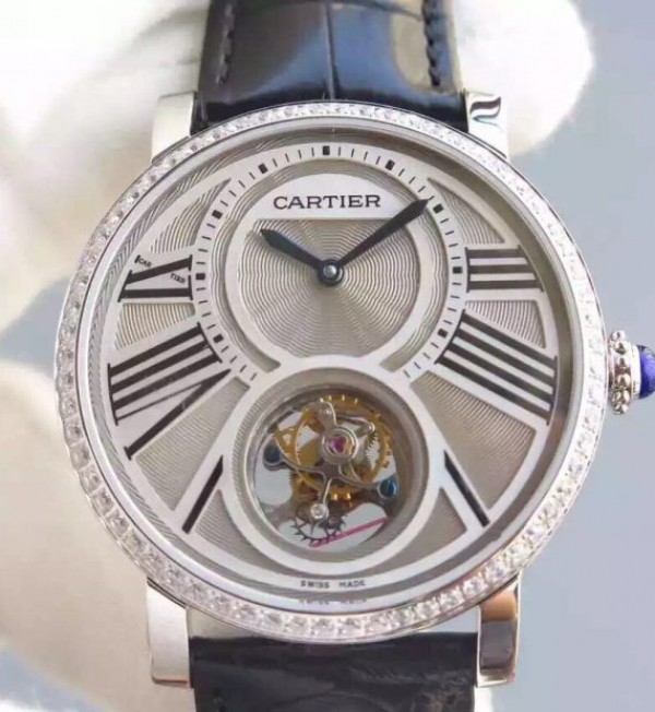 Cartier Rotonde De Cartier Tourbillon SS Diamonds Bezel