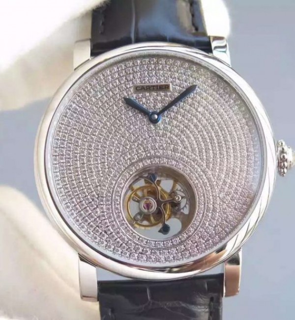 Cartier Rotonde De Cartier Tourbillon SS Diamonds Dial