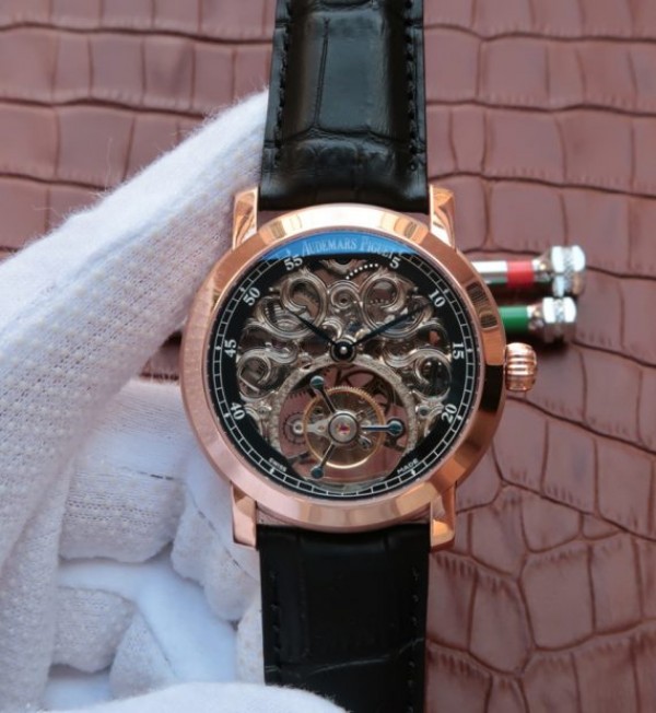 Audemars Piguet Jules Audemars Skeleton Tourbillon RG Dial Leather Strap