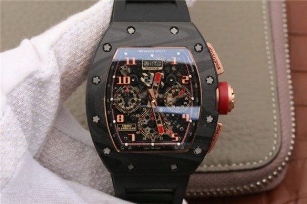 Richard Mille RM011 NTPT Lotus F1 Team RG Chronograph KVF Crystal Skeleton Dial Red Black Rubber Strap A7750