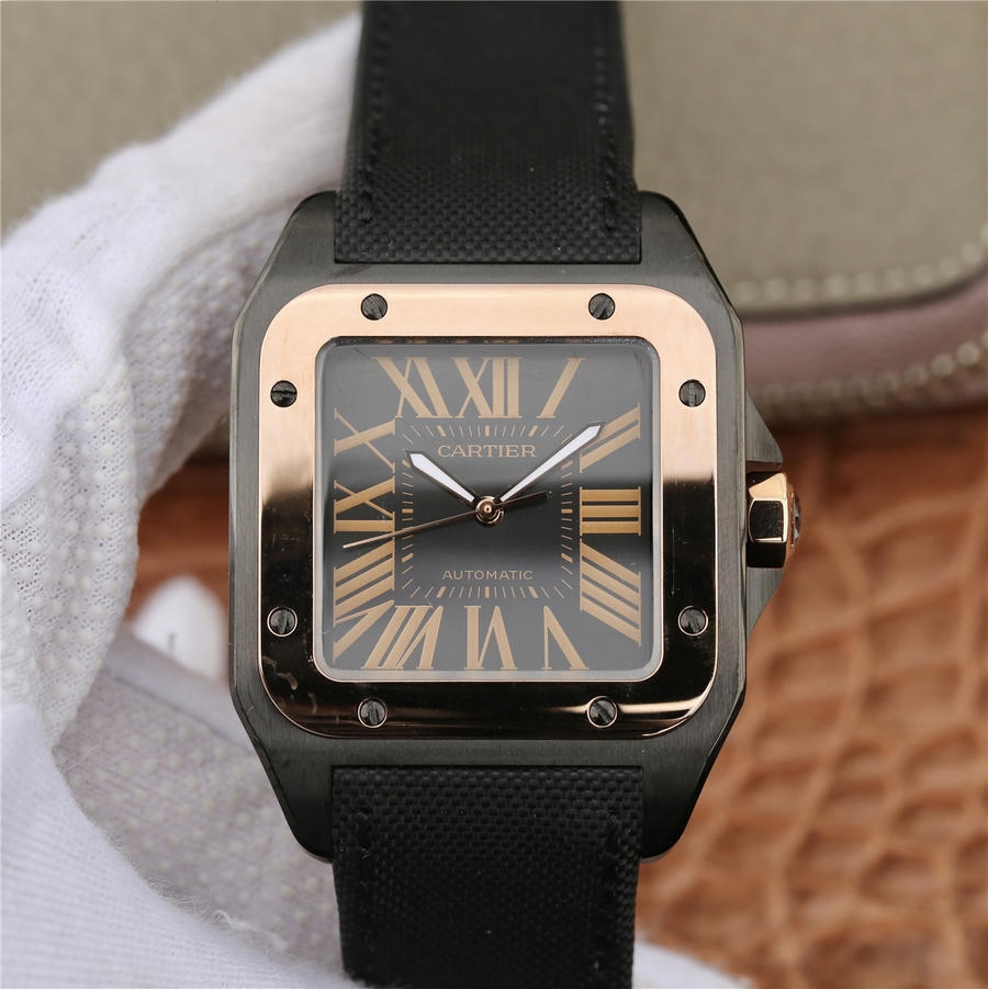 Super Clone Watch: Cartier Santos 100  Pink Gold  - 1:1 Superclone