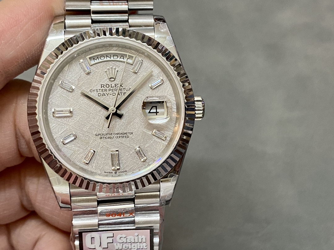 Rolex Day-Date 40 Meteroite Dial Baguette Diamond 228235