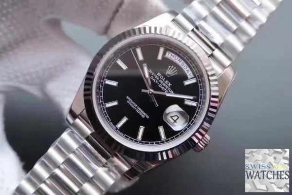 ROLEX DAY DATE BLACK DIAL SAPPHIRE CRYSTAL 41MM SWISS REPLICA 118239.1 - gallery