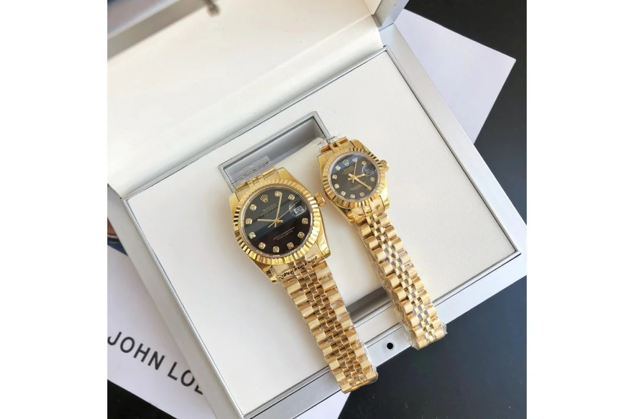 Couple Watches Rolex Datejust 36/28mm RG/RG Jub Black/Dial - gallery