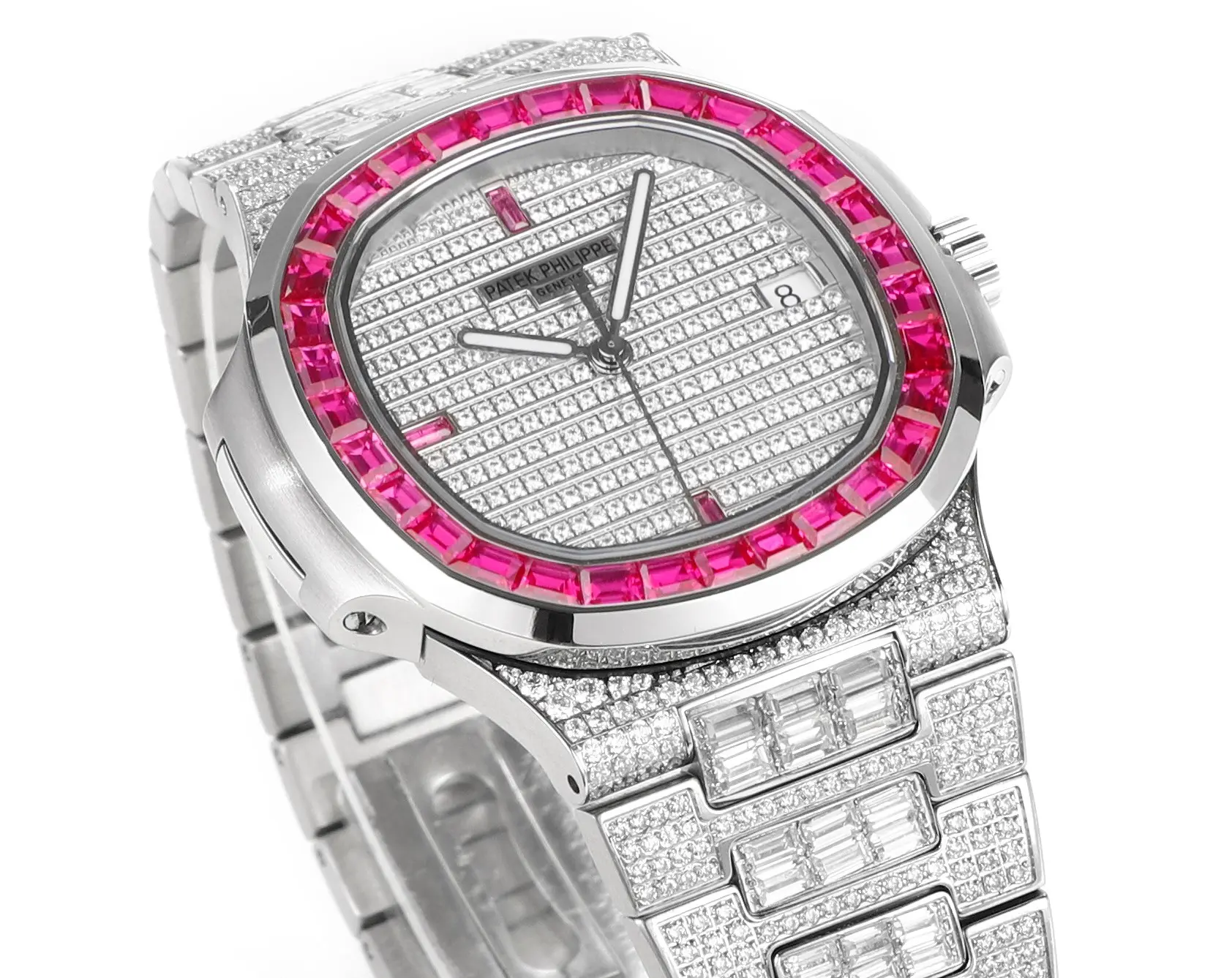 Patek Philippe White Gold Ruby Nautilus Watch - gallery
