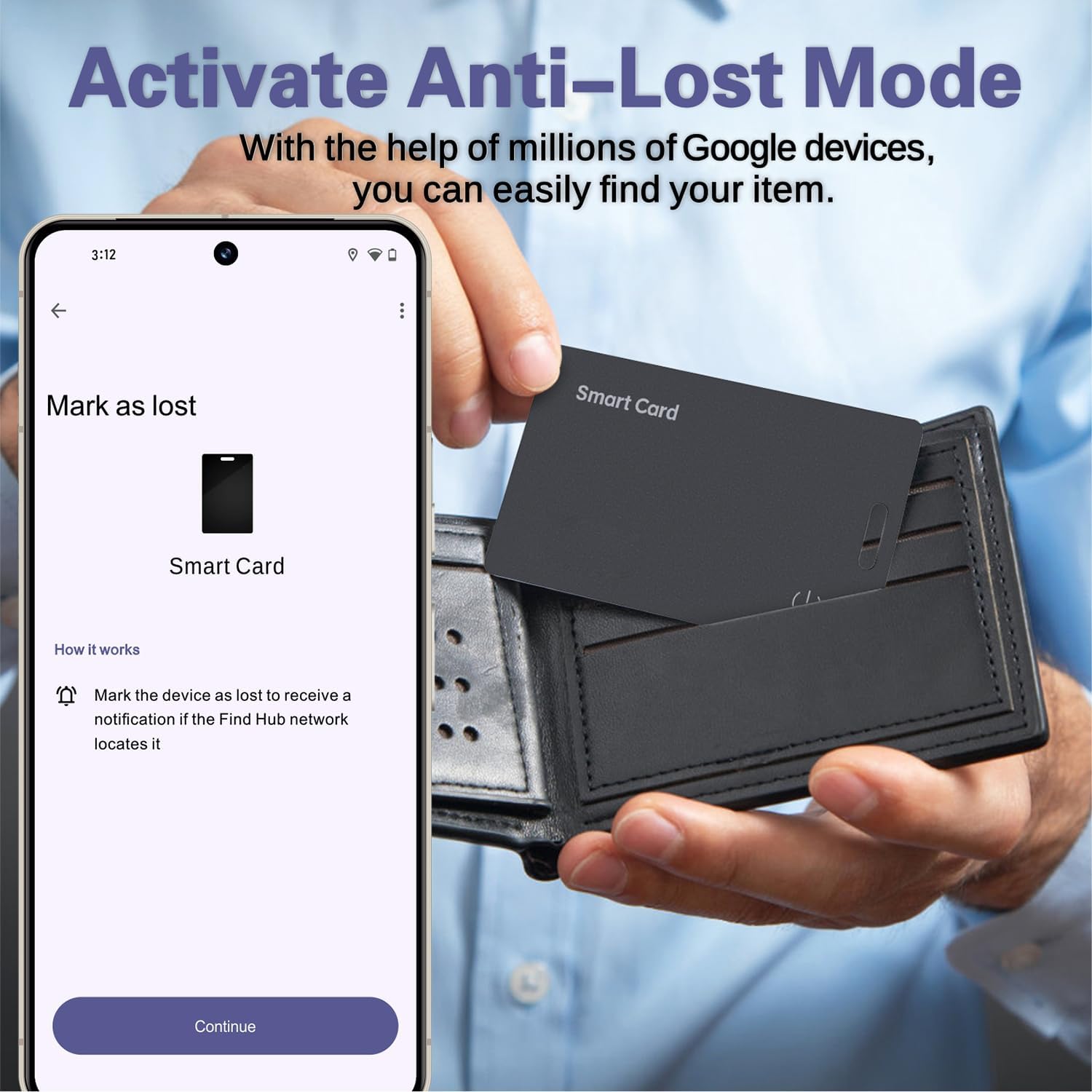 lim Wallet Tracker Card For Android - Ultra Thin Bluetooth Smart Tag Wireless Rechargeable For Wallet And Luggage Anti-Left
