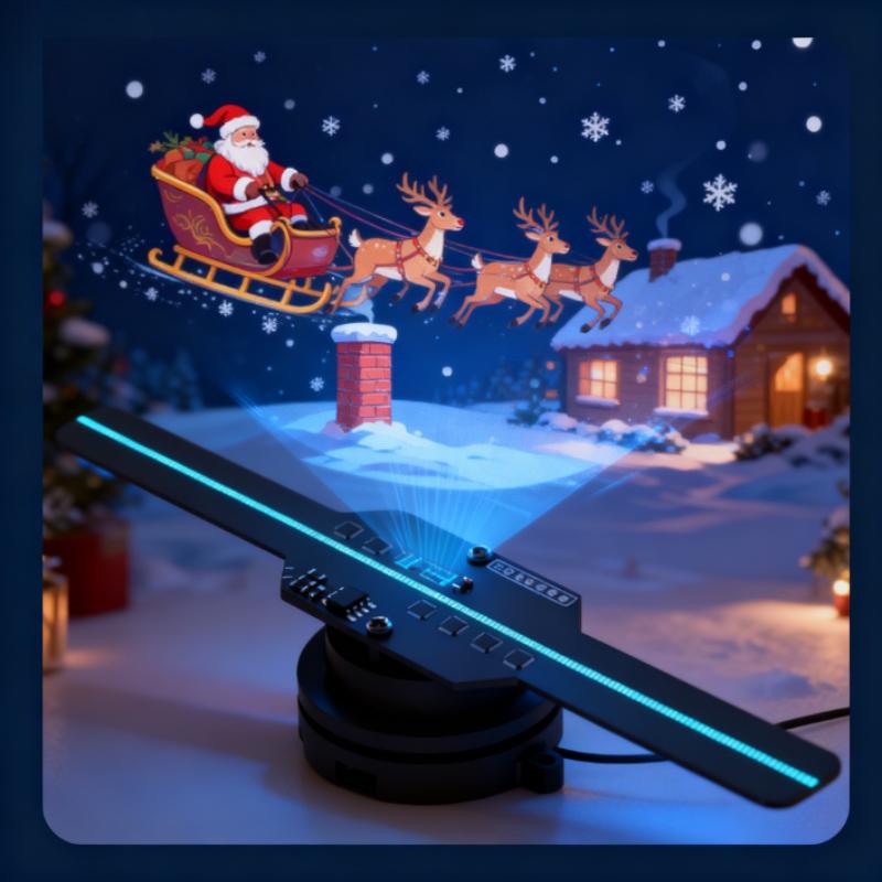 3D Holographic Projection Fan 14cm Portable Advertising Machine Suspended Aerial Imaging Stereoscopic Fan Screen 3D Holographic