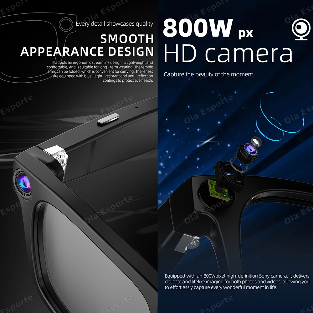 8K AI Smart Glasses Multifunctional Camera Bluetooth Call Men Sunglasses Voice Assistant Music Player Women HD Driving Glasses