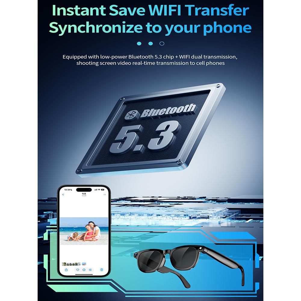 800W Ultra Clear Camera AI Smart Glasses Bluetooth Call Video Music Player Shootingand Recording Touch Sport Smart Sunglasses Phone Wearable Gradient Lenses