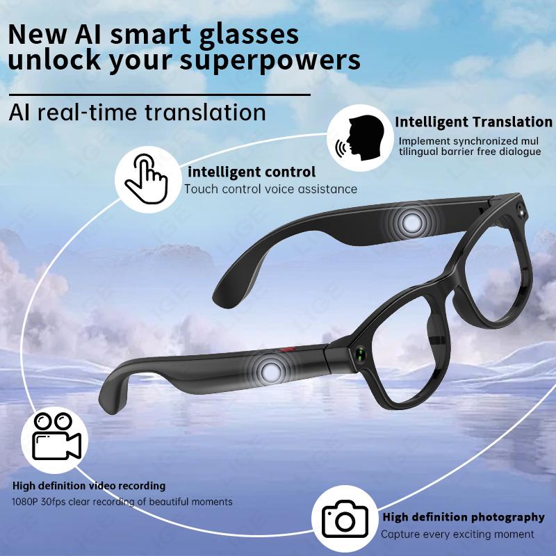 LIGE Smart AI Glasses 500W Pixel Camera Glasses Bluetooth Micro Camera Photography Video Recorder Music Call 270mAh Sunglasses Android Magnetic Water Proof Wearable Wireless - Image 4