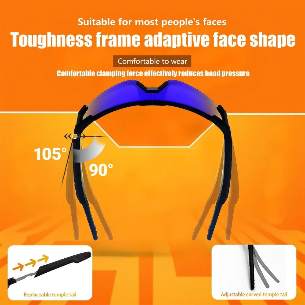 QY-Pro1 Bluetooth Smart Glasses AI Intelligent Translation Sunglasses Voice Remote Control  Eyewear Waterproof sports spectacles Automatic Button Magnetic Wearable Black-Yellow Orange - Image 2