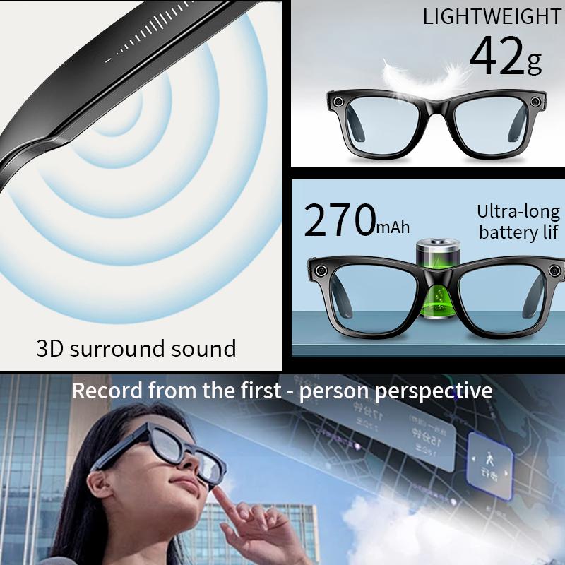 New AI Glasses HD Anti-shake Camera Video Recording Smart Glasses Voice Call Wireless Bluetooth Call Translation Sunglasses Android Device