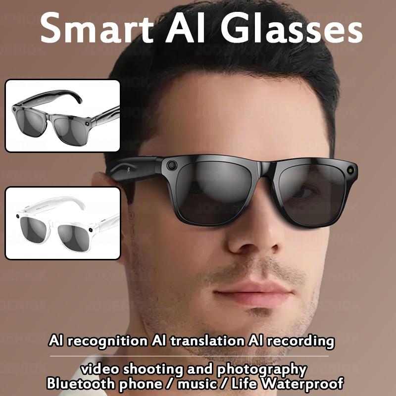 New AI Smart Glasses with Camera Function AI Voice Music Headphones Bluetooth Call Sports Driving Identify Pictures Use ChatGPT Water Proof Local Magnetic Wearable Chargeable Black - Image 4