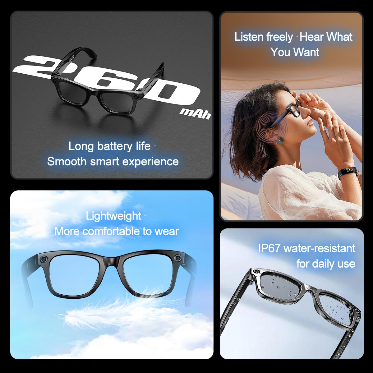 2025 New AI Interaction Smart Glasses With Camera Photo Video Record Translation Music Smart Sunglasses Bluetooth Call Headphone Wearable