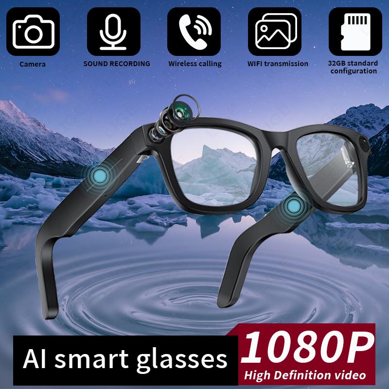 LIGE New 800W Pixels Camera AI smart glasses 32GB Memory 1080P Video Shoot Wireless Transmission AI Translation Smart Sunglasses Silicon Magnetic