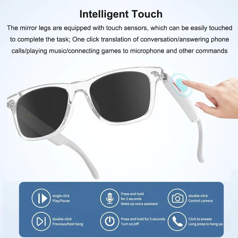A01 Smart Glasses AI Real-time Translation Bluetooth Call & Voice Assistant Touch Control Glasses with Mic Speaker Earphone Automatic Wearable Water Proof Chargeable - Image 2