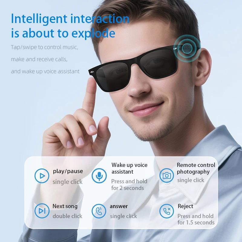 Smart Glasses Bluetooth Call Outdoor Sports Headphones AI Voice Navigation Photochromic Lens Waterproof Anti-UV Smart Sunglasses - Image 2