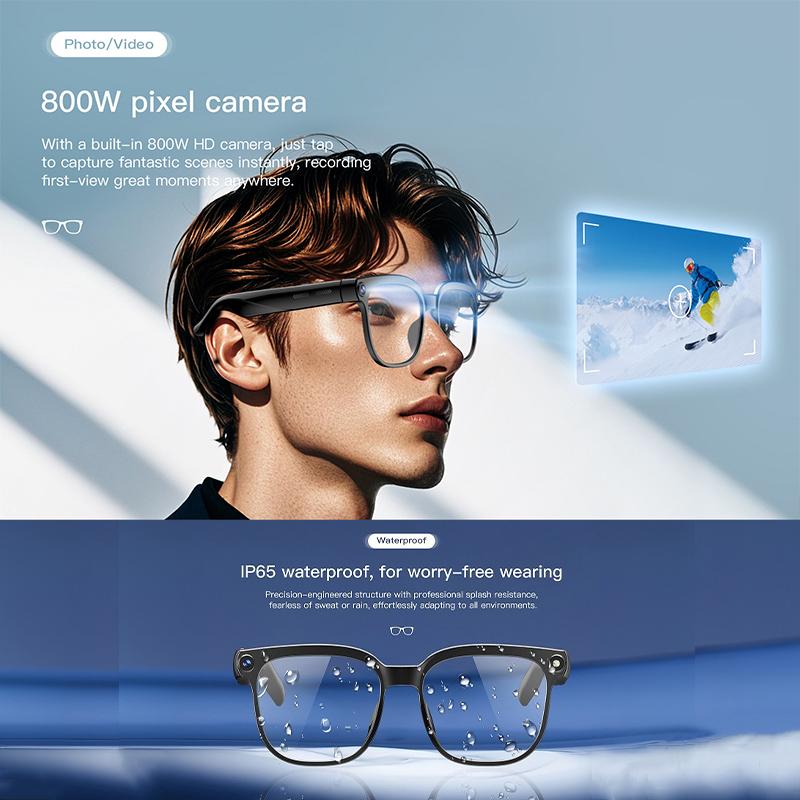 AI Smart Glasses Camera Glasses For Men HD 800W Pixels Multifunction Translation Bluetooth Music Touch Call Sports Sunglasses