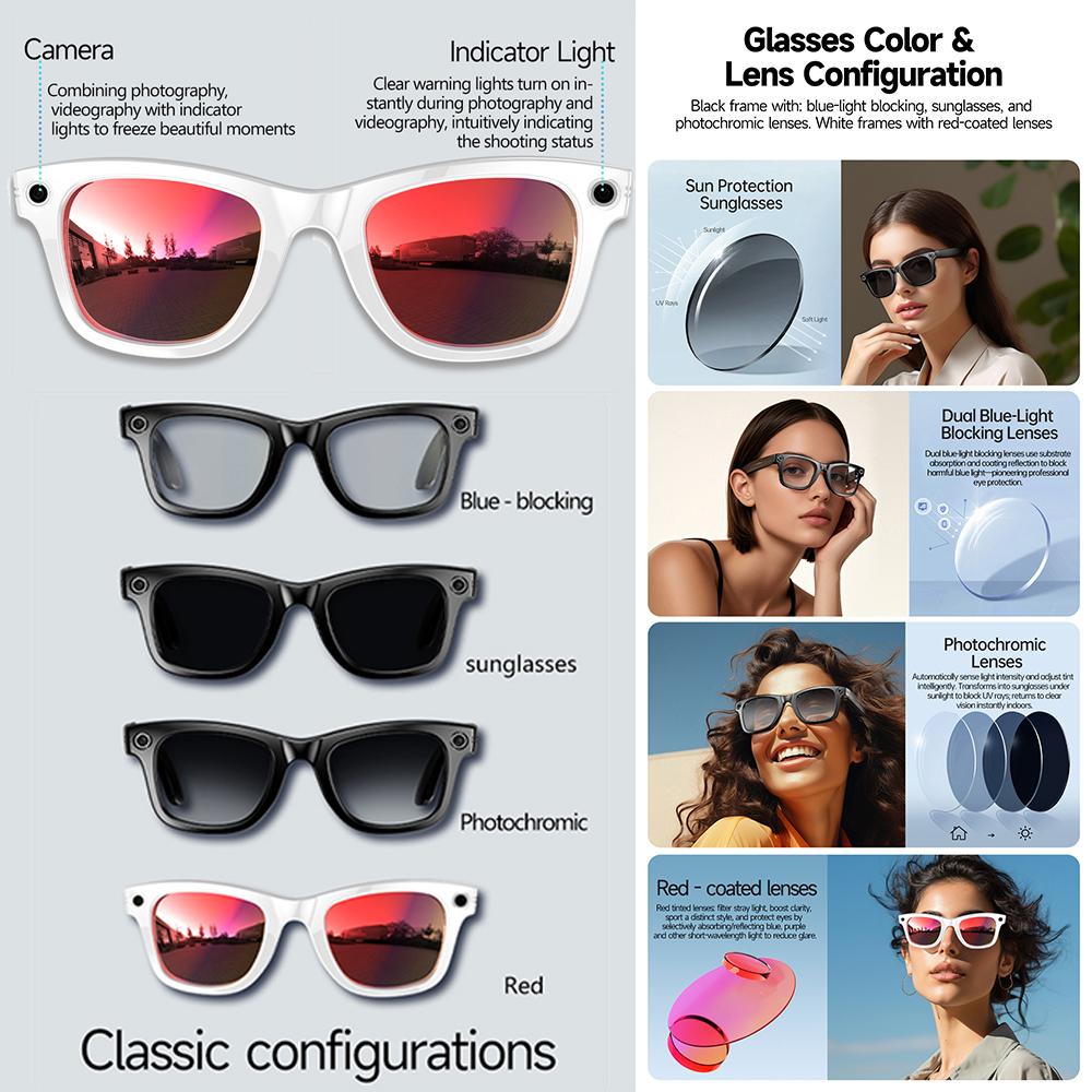 2026 AI Smart Color-Changing Camera Glasses 800W Men Translation Glasses Photo Video Recording Waterproof Call Smart Sunglasses