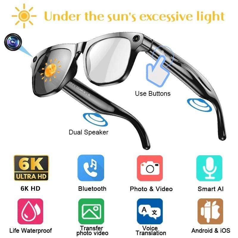 6K HD AI Smart Glasses Photochromic Multifunction Bluetooth Calling Voice Assistant Music Player Translate Camera 2026 vs Competitors: Which One Should You Choose?