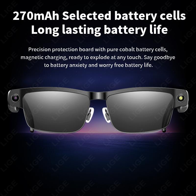 Smart Glasses, LIGE, for Photography and Video, AI Technology, Smart Translation, Smart Sunglasses, Bluetooth Calls, with Music, Compatible with Android and iOS