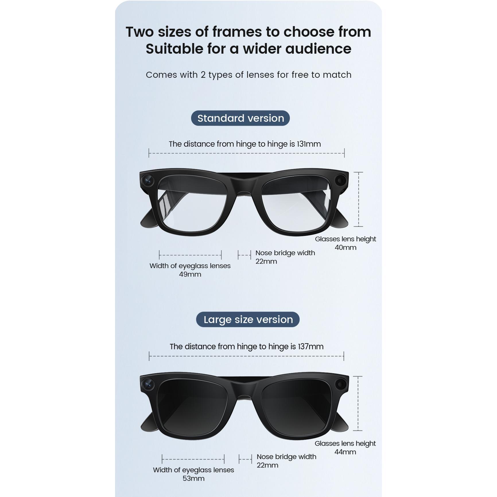 Smart AI Glasses E02L Real Time Translation 800W Stalbe Shooting HD Camera Photo Video Voice Recording Call Headset Sunglasses