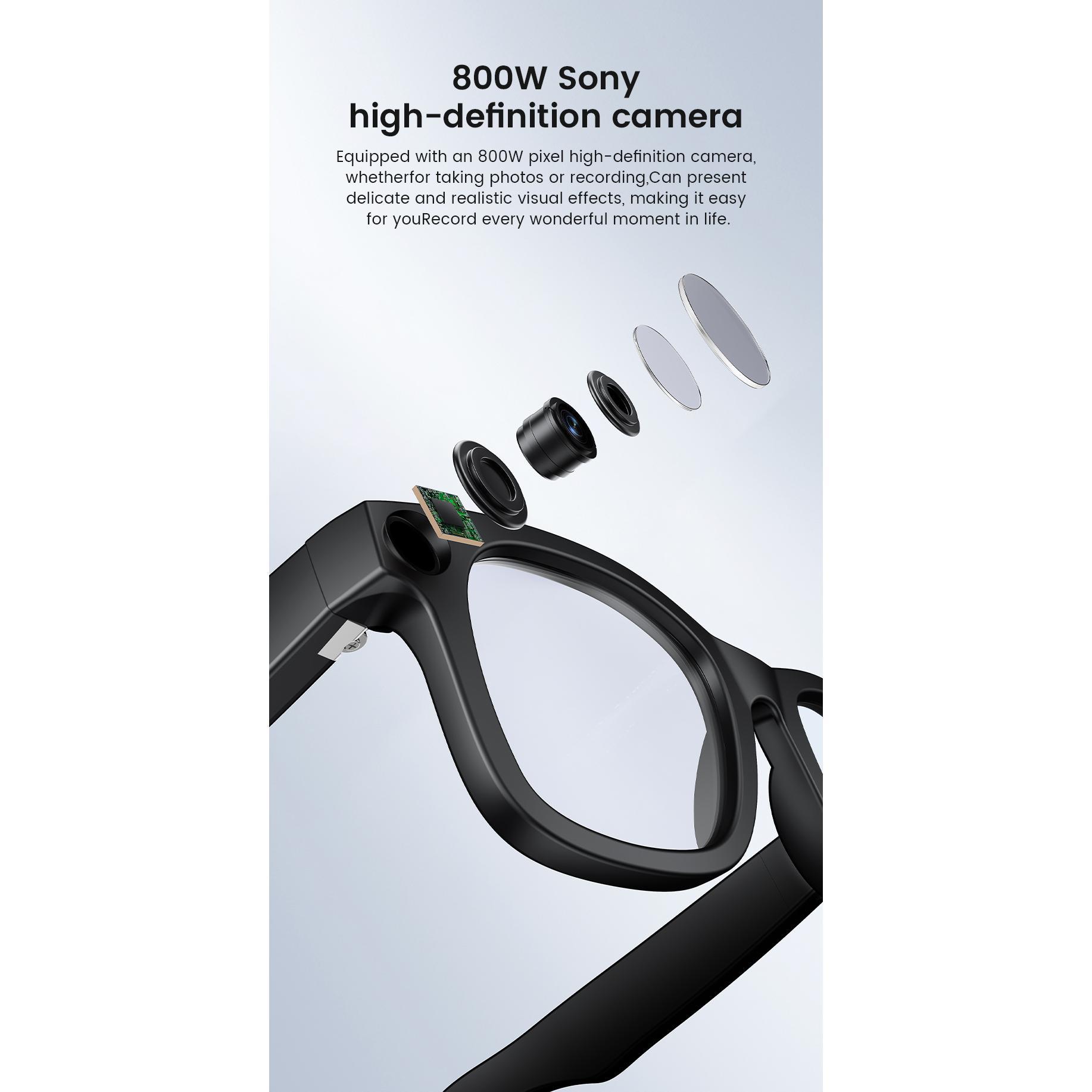 E02L Smart AI Glasses Real Time Translation 800W Stalbe Shooting HD Camera Photo Video Voice Recording Call Headset Sunglasses