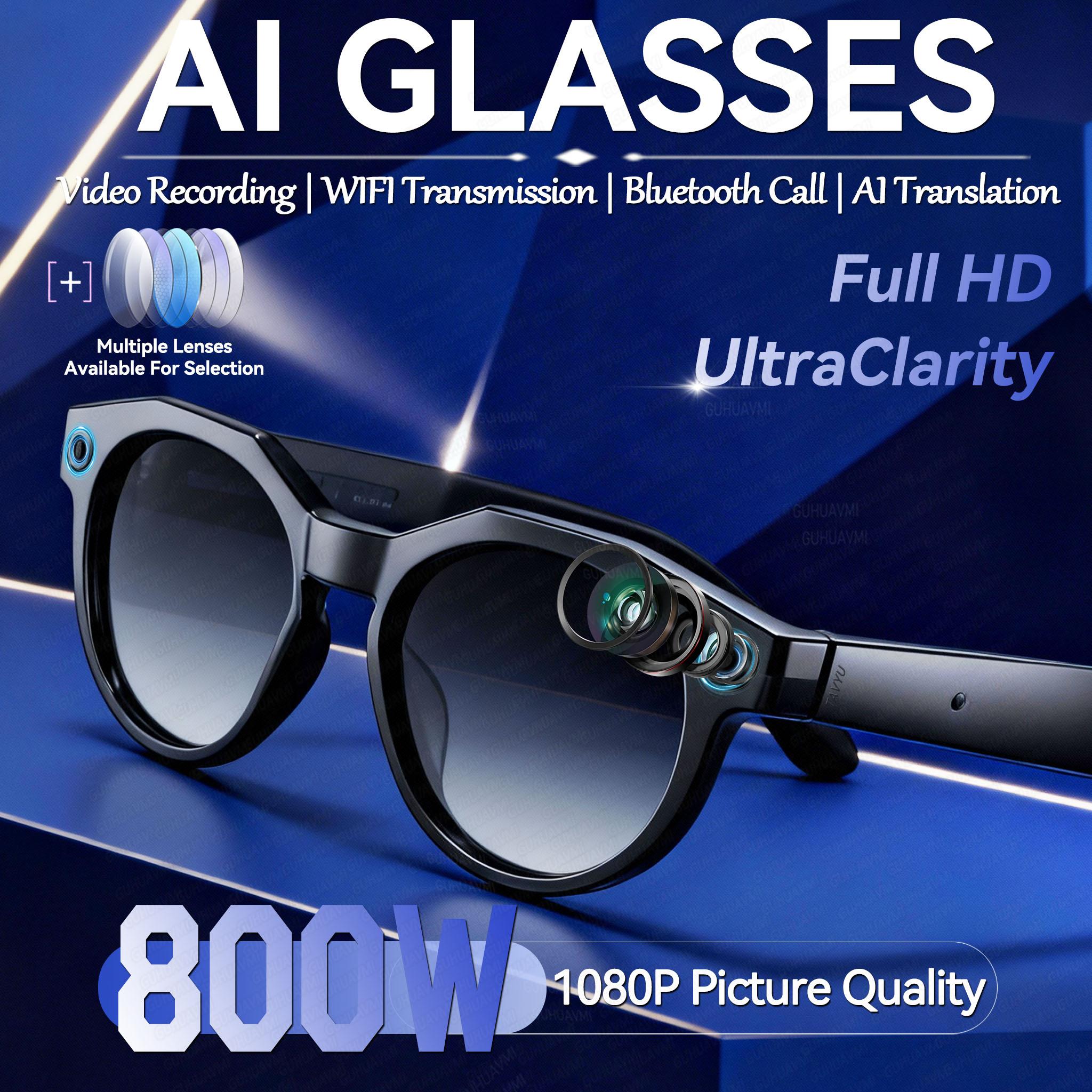Smart glasses, new 1080P HD AI, GPT chat, 800MP camera, Bluetooth calling, 290mAh battery, WIFI transmission, waterproof, designed for men