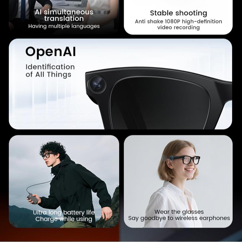 Xiaomi Smart AI Translation Glasses 4K HD GPT Bluetooth Voice Assistant Music Player Photochromic Glasses Support Multi Language