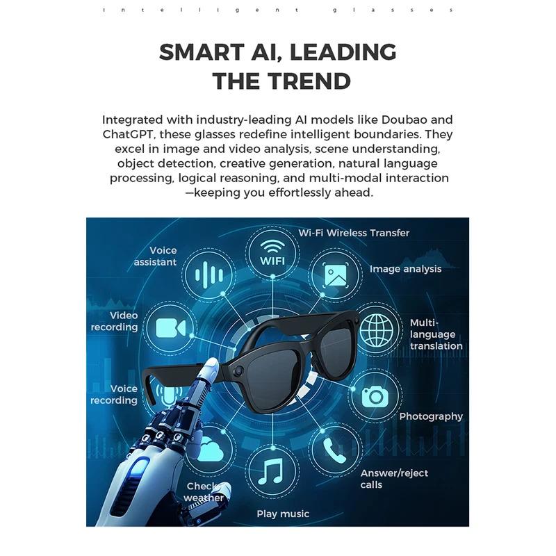 Discover the Revolutionary Features of AI Smart Glasses M01 for Photography Object Recognition Video Recording Bluetooth Music Calling AI Recognition Translation