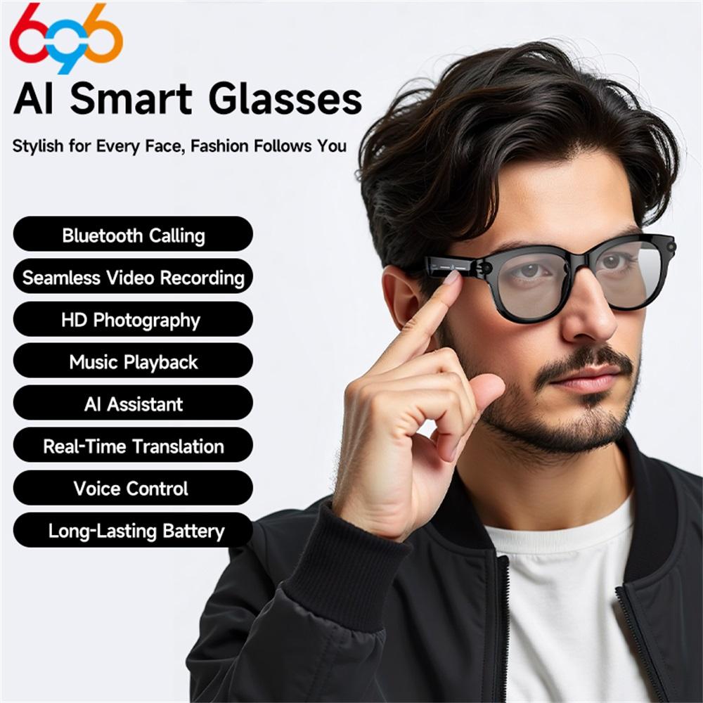 Smart glasses, AI, real-time translation, Bluetooth calling, sunglasses, dual camera, photography, voice, video, MP3 player, multifunctional, suitable for men
