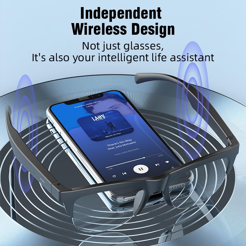 F02 Transparent Lens Bluetooth Audio Glasses | Open-Ear Speakers | Anti-Blue Light | Smart Touch Control | Office & Daily Use