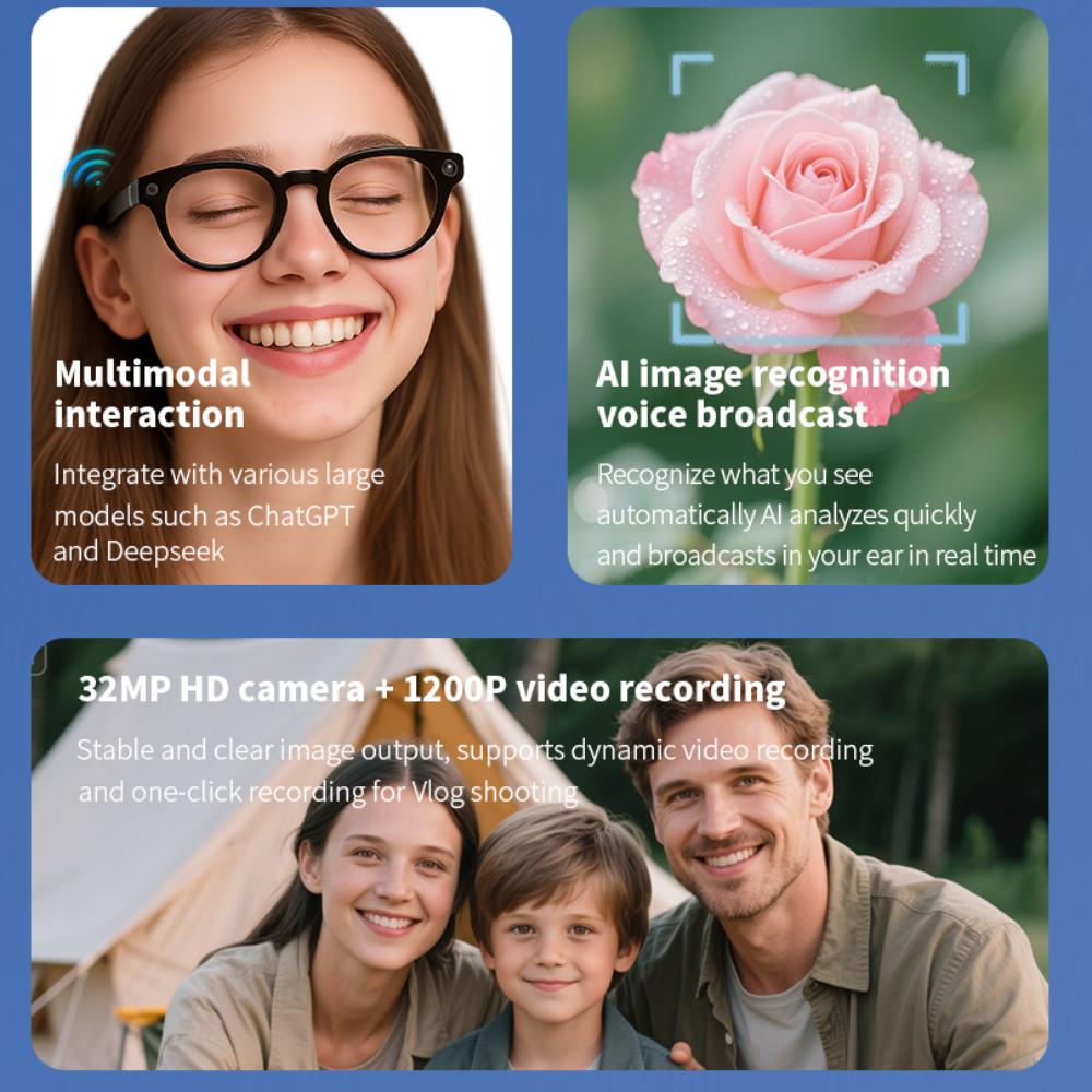 AI Smart Glasses 32MP HD Camera Mini 1200P Video Recording V03-T6 Sunglasses AI Intelligeng Office Assistant Wireless BT Headset vs Competitors: Which One Should You Choose?