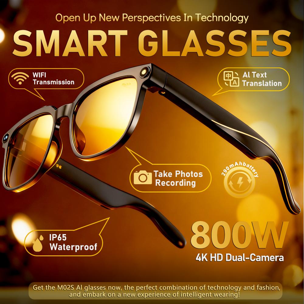 2026 New Men AI Smart Glasses Color-Changing Translation Glasses 800W Camera Waterproof Call Photo Video Recording Sunglasses