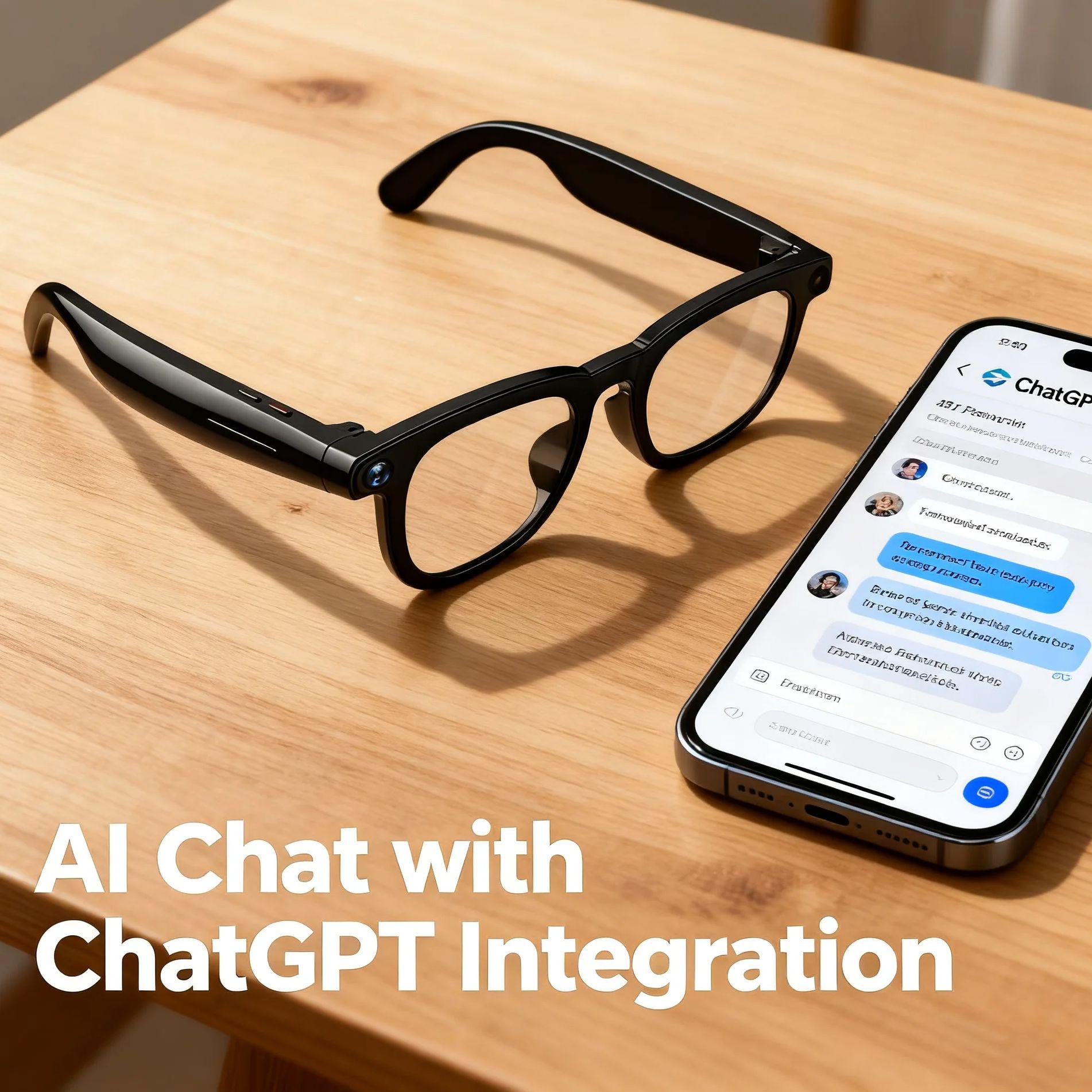 AI Smart Glasses V3 with 8MP Camera & ChatGPT. Features Bluetooth Call, Voice Wake-Up, Video Record & Music Play