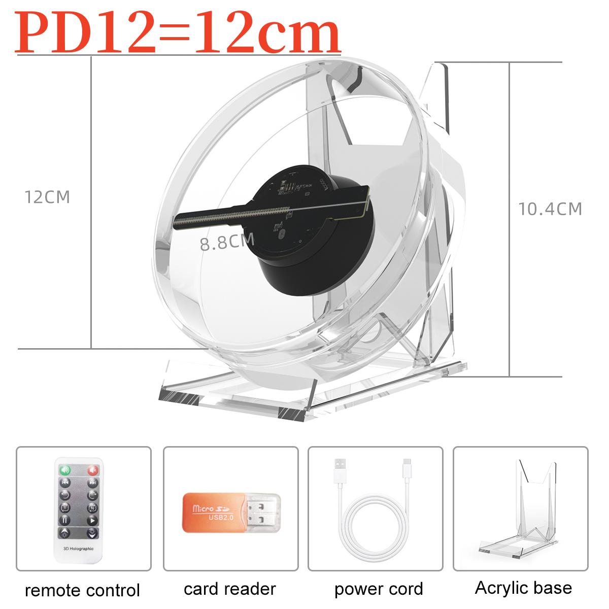 12CM MINI 3D Hologram Fan 3D Holographic Projector HD Holographic Projector for Stores Bars Party Xmas Advertising Display Light